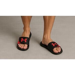 Under Armour Men’s Red & Black Adjustable Slides Size 10